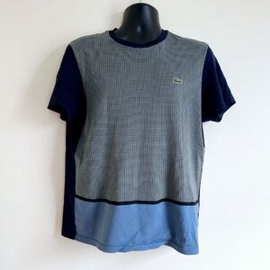 Lacoste Blue and Gray Color-Blocked Short Sleeve Tee Sz M